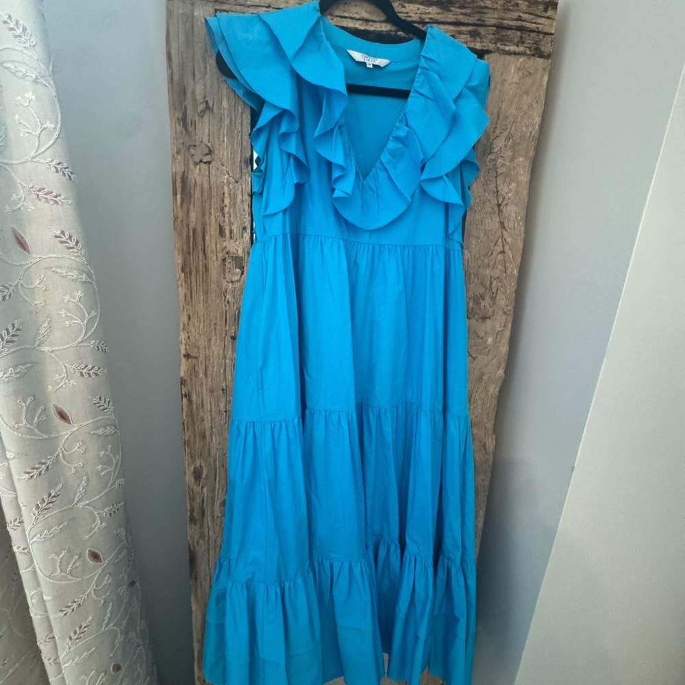 CROSBY by Mollie Burch Blue Ruffle Maxi Dress